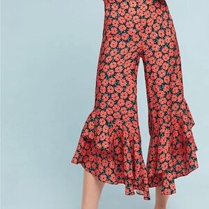 ETT:TWA For Anthropology Poppy Floral Ruffle pants size 4